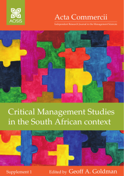Critical Management Studies in the South African context