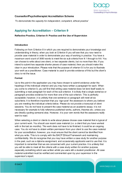 Criterion 9 - Practice and the use of supervision Criterion 9