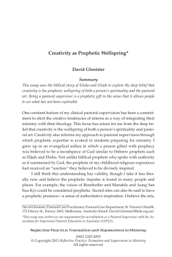 Creativity as Prophetic Wellspring*