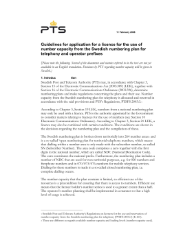 Guidelines for application for a licence for the use of number