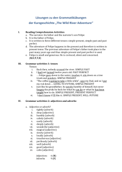 L&ouml;sungen zu den Grammatik&uuml;bungen der Kurzgeschichte &bdquo;The Wild