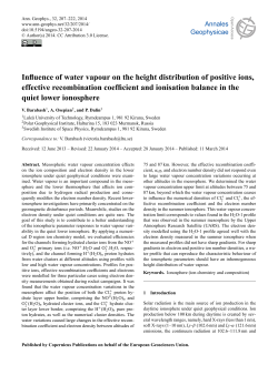 Influence of water vapour on the height distribution of positive ions
