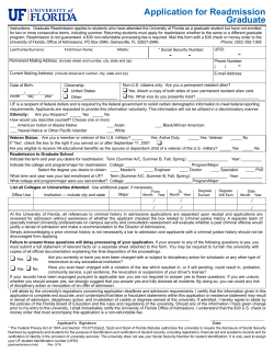 Readmission Application - UF Admissions