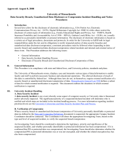 Data Security Breach, Unauthorized Data Disclosure or