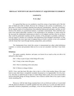 SIR ISAAC NEWTON`S DE GRAVITATIONE ET AEQUIPONDIO