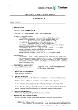 MATERIAL SAFETY DATA SHEET Admix GEL P - Sodamco
