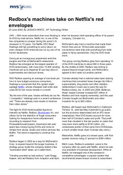 Redbox`s machines take on Netflix`s red envelopes