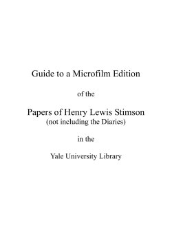 Papers of Henry L Stimson - Roosevelt Institute for American Studies