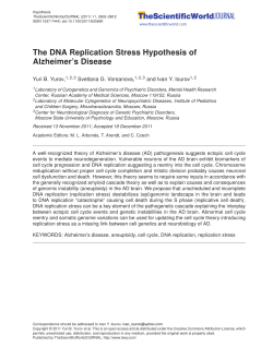 The DNA Replication Stress Hypothesis of Alzheimer`s