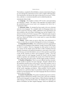 1 This database, compiled by Merritt Ruhlen, contains certain kinds