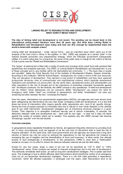 LINKING RELIEF TO REHABILITATION AND DEVELOPMENT