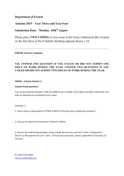 Department of French Autumn 2015 &ndash; Year Three and Year