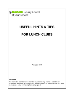 Useful Hints and Tips for Lunch Clubs