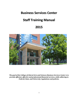 Business Services Center Staff Training Manual 2015
