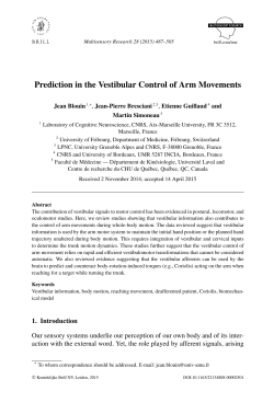 Prediction in the Vestibular Control of Arm Movements