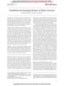 Established and Emerging Markers of Kidney Function Mini