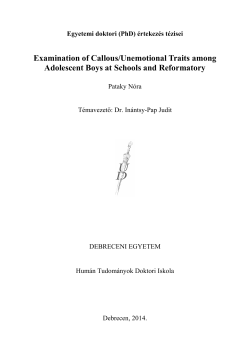 Examination of Callous/Unemotional Traits among