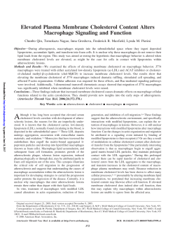 Elevated Plasma Membrane Cholesterol Content Alters