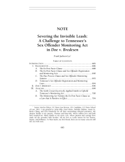 A Challenge to Tennessee`s Sex Offender Monitoring Act in Doe v