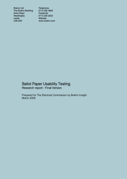 Ballot Paper Usability Testing Ballot Paper Usability Testing