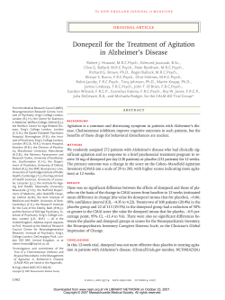 Donepezil treatment of Agitation in Alz
