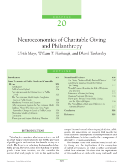 Neuroeconomics of Charitable Giving and Philanthropy