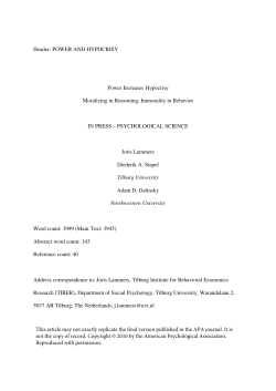 POWER AND HYPOCRISY Power Increases