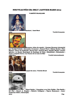 NOUVEAUT&Eacute;S CDs ORLY JANVIER