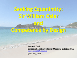 Seeking Equanimity: Sir William Osler and Competency by Design.