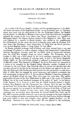 DUTCH LOANS IN AMERICAN ENGLISH Lexicological Notes of a