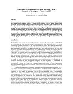 Formalization of the Front-end Phase of the Innovation Process &ndash;