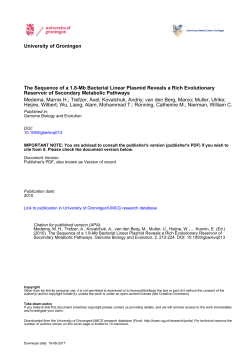 University of Groningen The Sequence of a 1.8-Mb Bacterial
