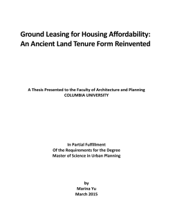 Ground Leasing for Housing Affordability: An