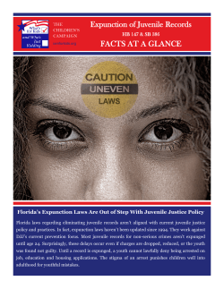 Expunction of Juvenile Records FACTS AT A GLANCE