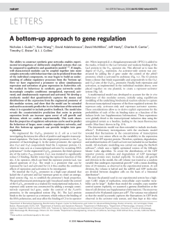 A bottom-up approach to gene regulation Nicholas
