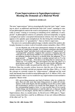 From Supervenience to Superdupervenience: Meeting the Demands