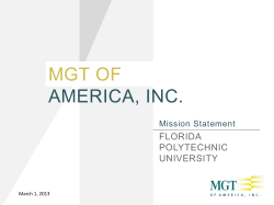 mgt of america, inc. - Florida Polytechnic University