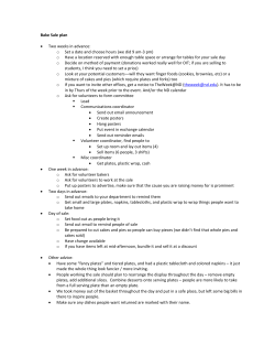 Bake Sale plan &bull; Two weeks in advance: o Set a date and choose