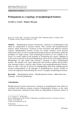 Prolegomena to a typology of morphological features