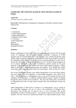 Literary Multilingualism Ii: Multilingualism In India