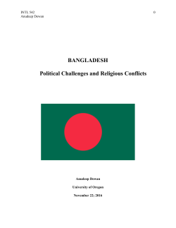 BANGLADESH Political Challenges and Religious Conflicts