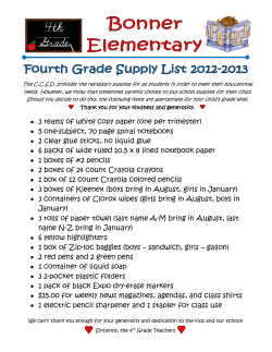 3 reams of white copy paper (one per trimester) 5 one