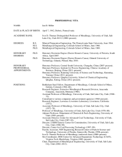 Curriculum Vitae - University of Utah