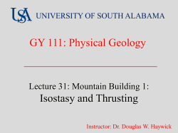 GY 111: Physical Geology Isostasy and Thrusting