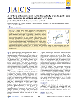 A 106-Fold Enhancement in N2-Binding Affinity of an Fe2(&mu;