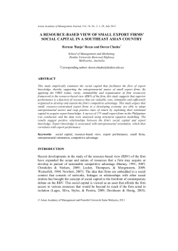a resource-based view of small export firms` social capital in a
