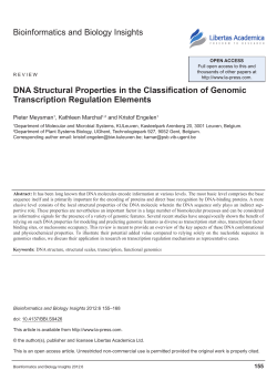 Bioinformatics and Biology Insights DNA Structural Properties in the