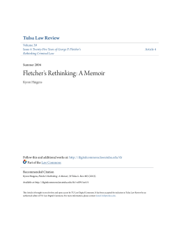 Fletcher`s Rethinking: A Memoir