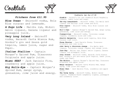 Pitchers from &pound;11.95 Blue Ocean &ndash; Smirnoff vodka, Bols Blue