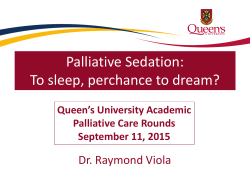 Palliative Sedation - School of Medicine, Queen`s University